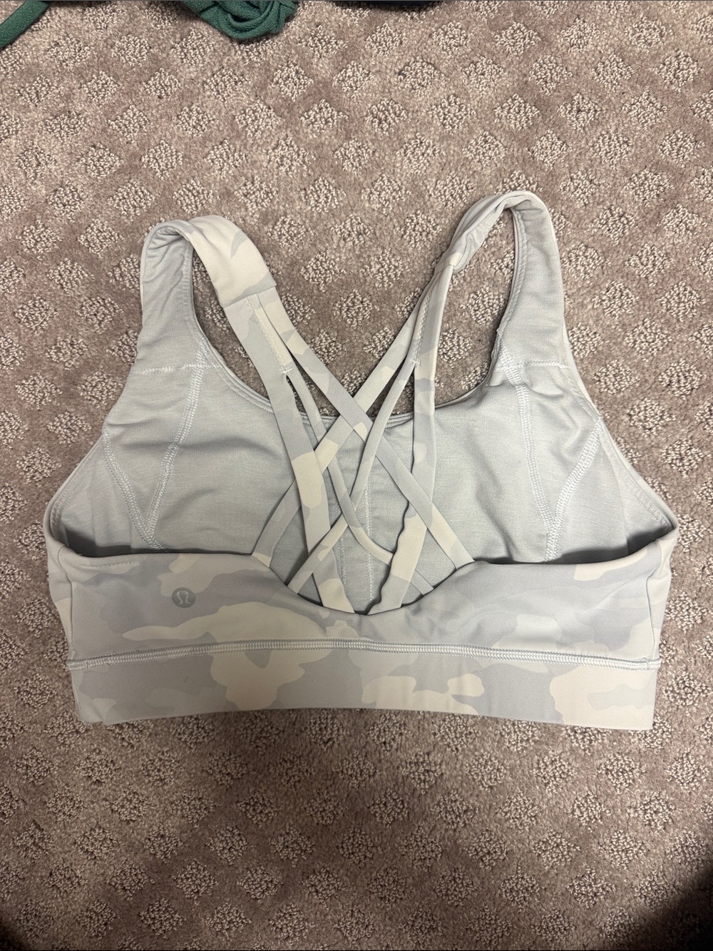 lululemon athletica Light Gray Camo Strappy Sports Bra with Crisscross Back